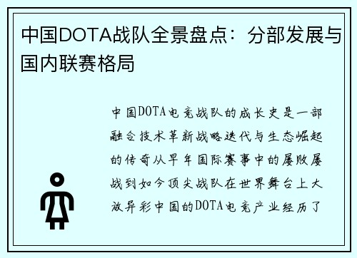 中国DOTA战队全景盘点：分部发展与国内联赛格局